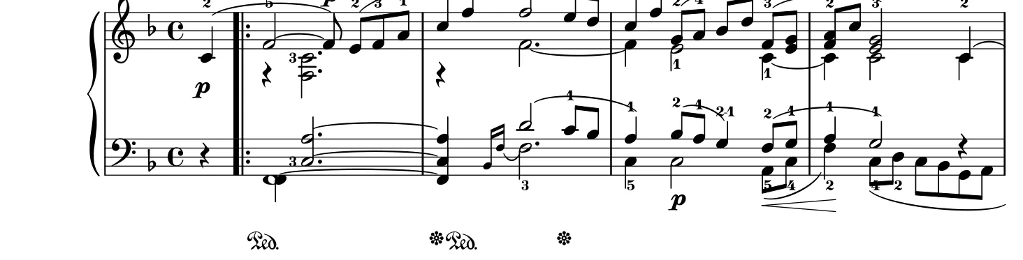 Début de la partition piano de la Rêverie (Träumerei), gravure du Mutopia Project
